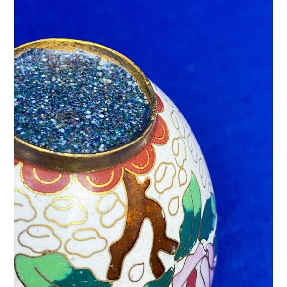 VTG Estate‎ Cloisonne Floral Design 2 ½" Pot! 163 - Picture 7 of 8